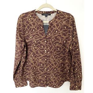 NWT Marc New York Cinnamon Gold Long Sleeve Boardroom Chic Top Blouse Sz M